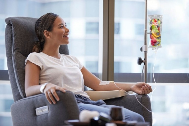 Girl sitting on a medical chair